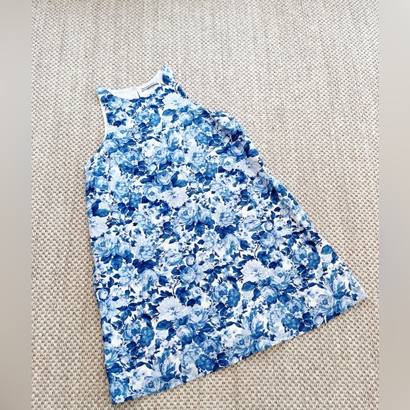 Abercrombie & Fitch Blue and White Floral Dress LT Large Tall - Picture 3 of 11